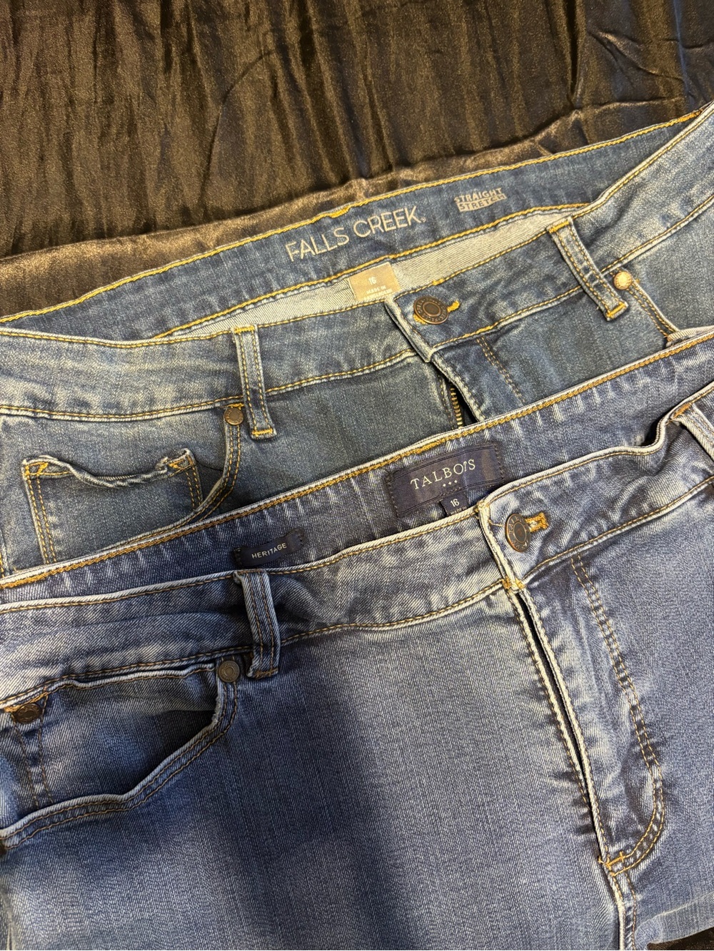 Talbots & Falls Creek Blue Jeans Pair - Classic Blue Denim straight leg size 16